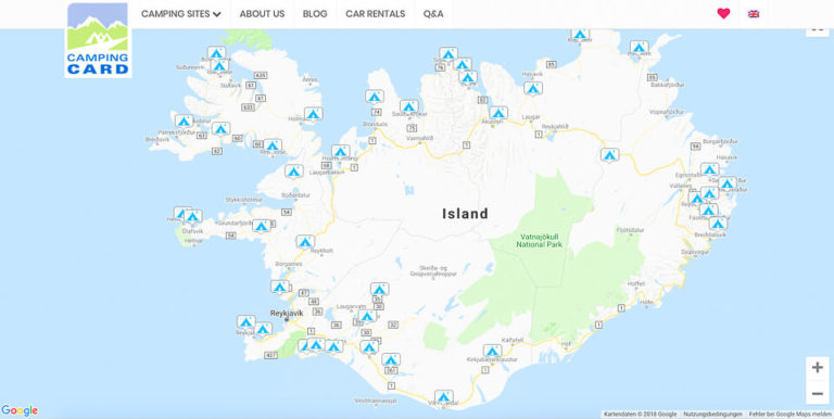 Alle Informationen rund um die Camping Karte in Island