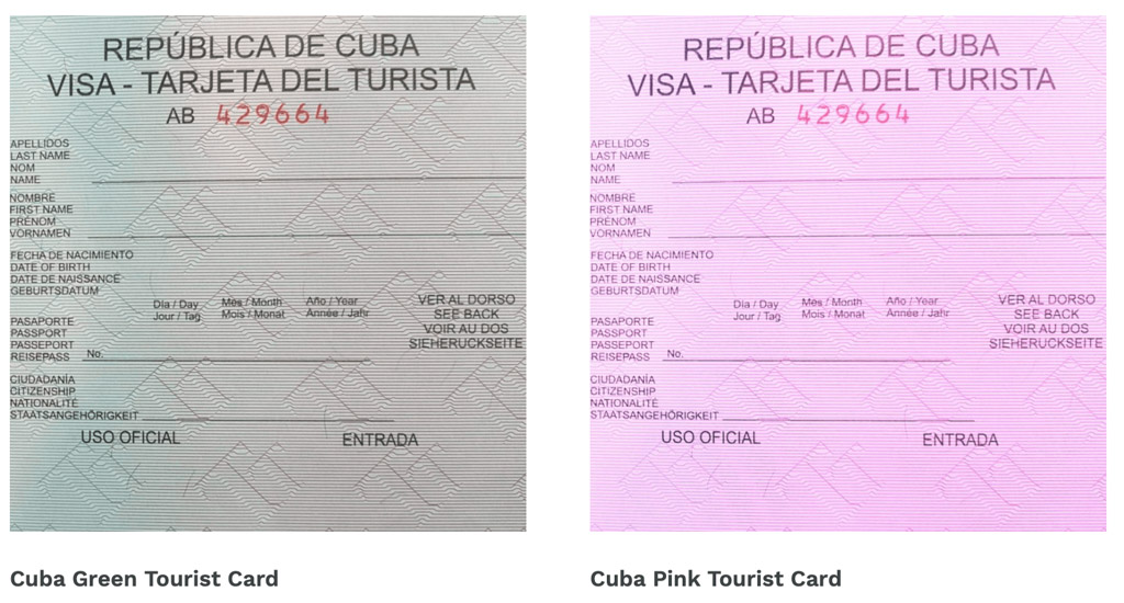 does sunwing provide tourist card for cuba
